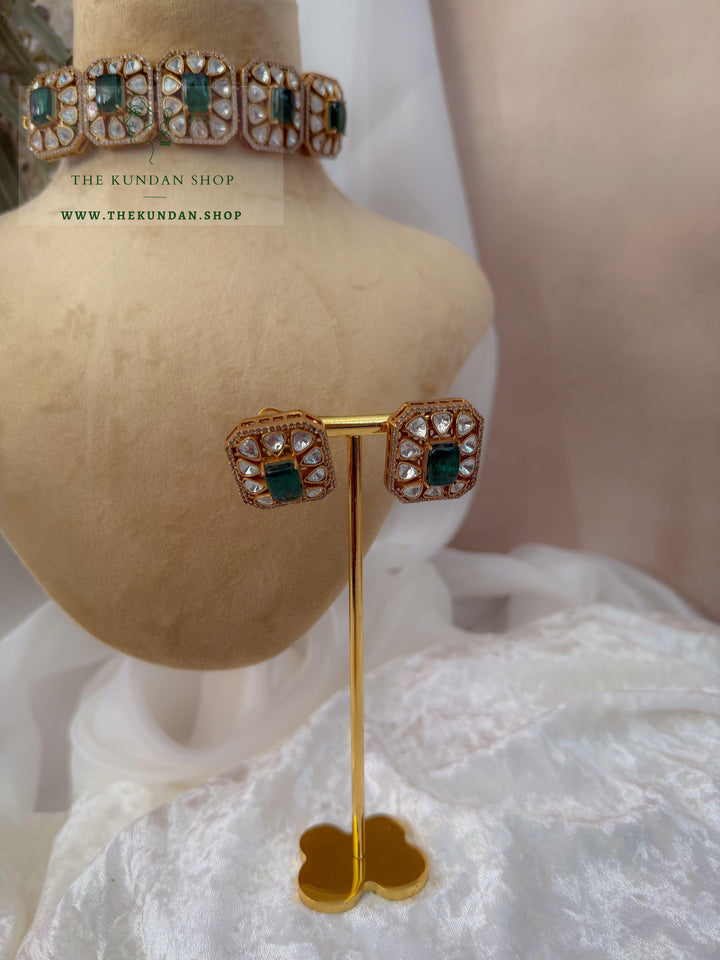 Prism in Stone // Dark Green Necklace Sets THE KUNDAN SHOP 