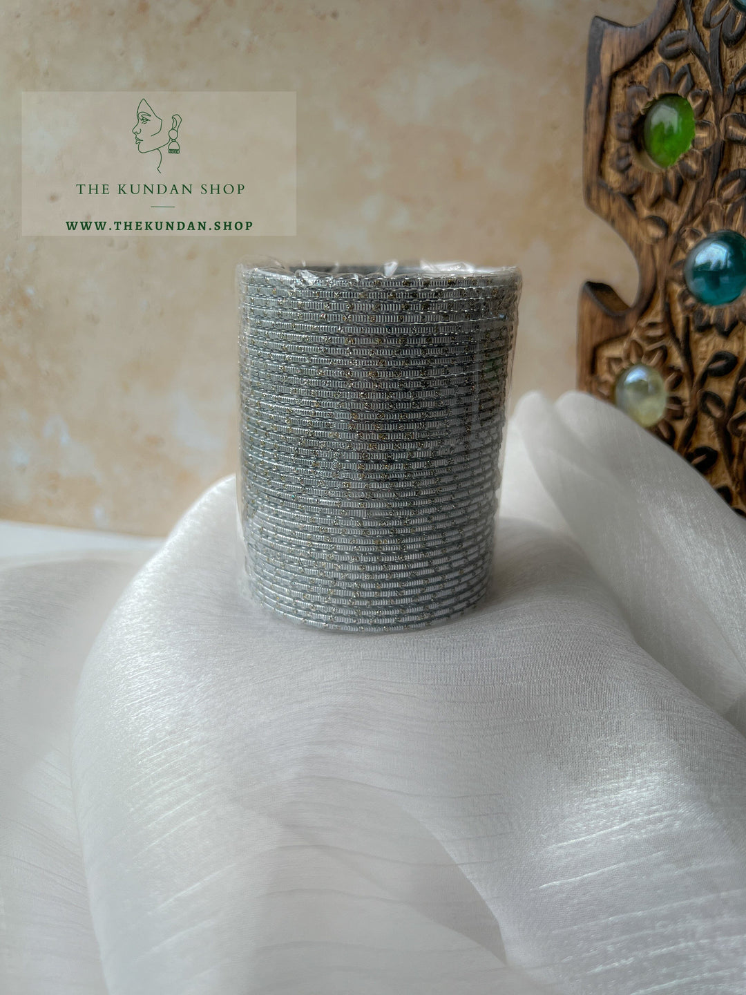Sparkle & Sheen Bangles in Grey Bangles THE KUNDAN SHOP 