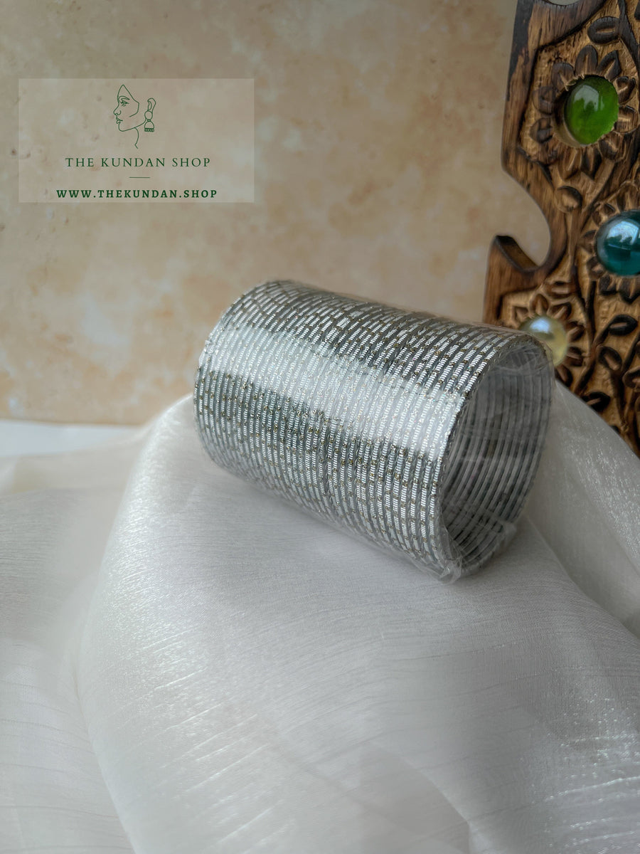 Sparkle & Sheen Bangles in Grey Bangles THE KUNDAN SHOP 