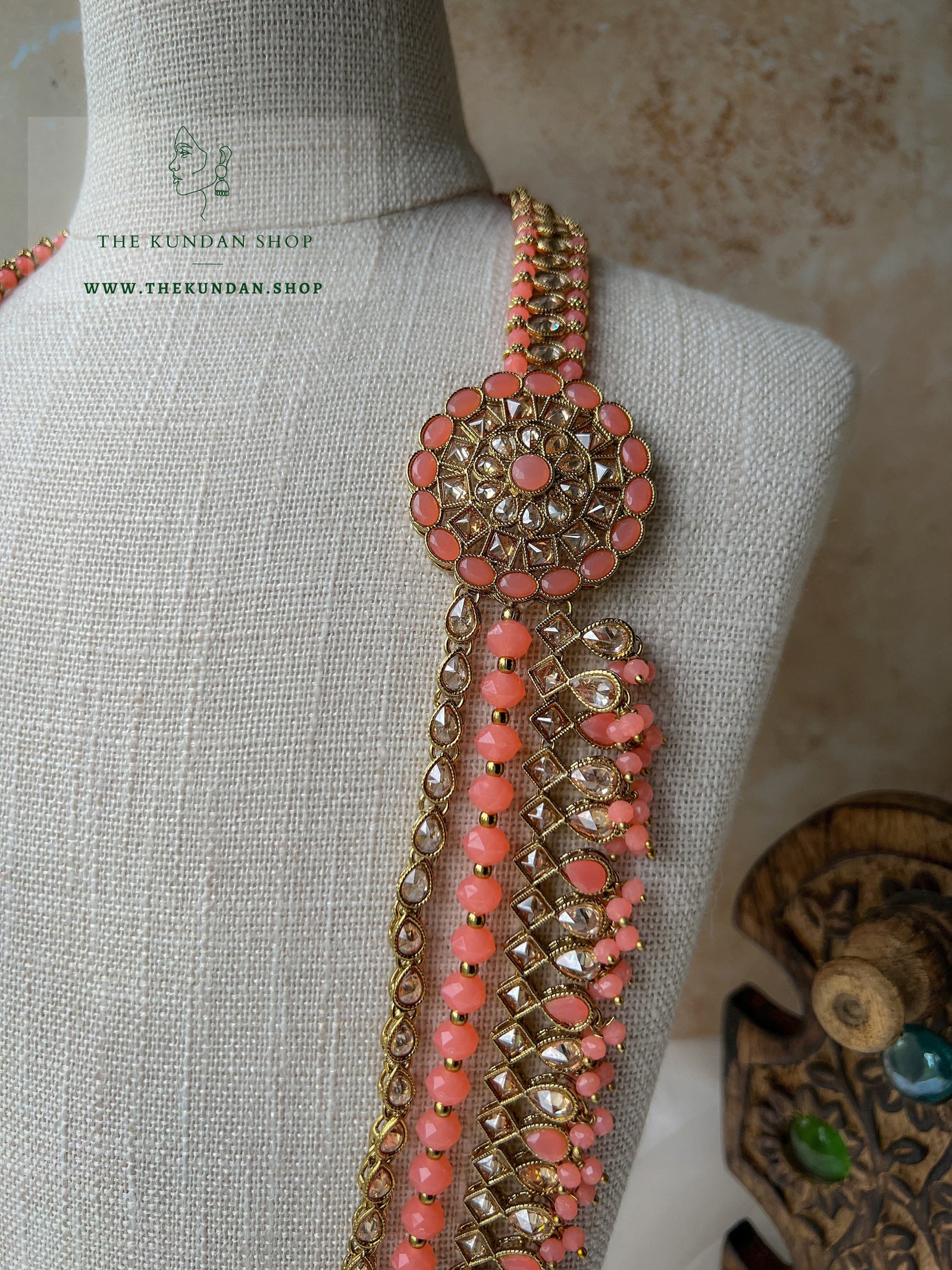 My Story in Dark Peach Necklace Sets THE KUNDAN SHOP 