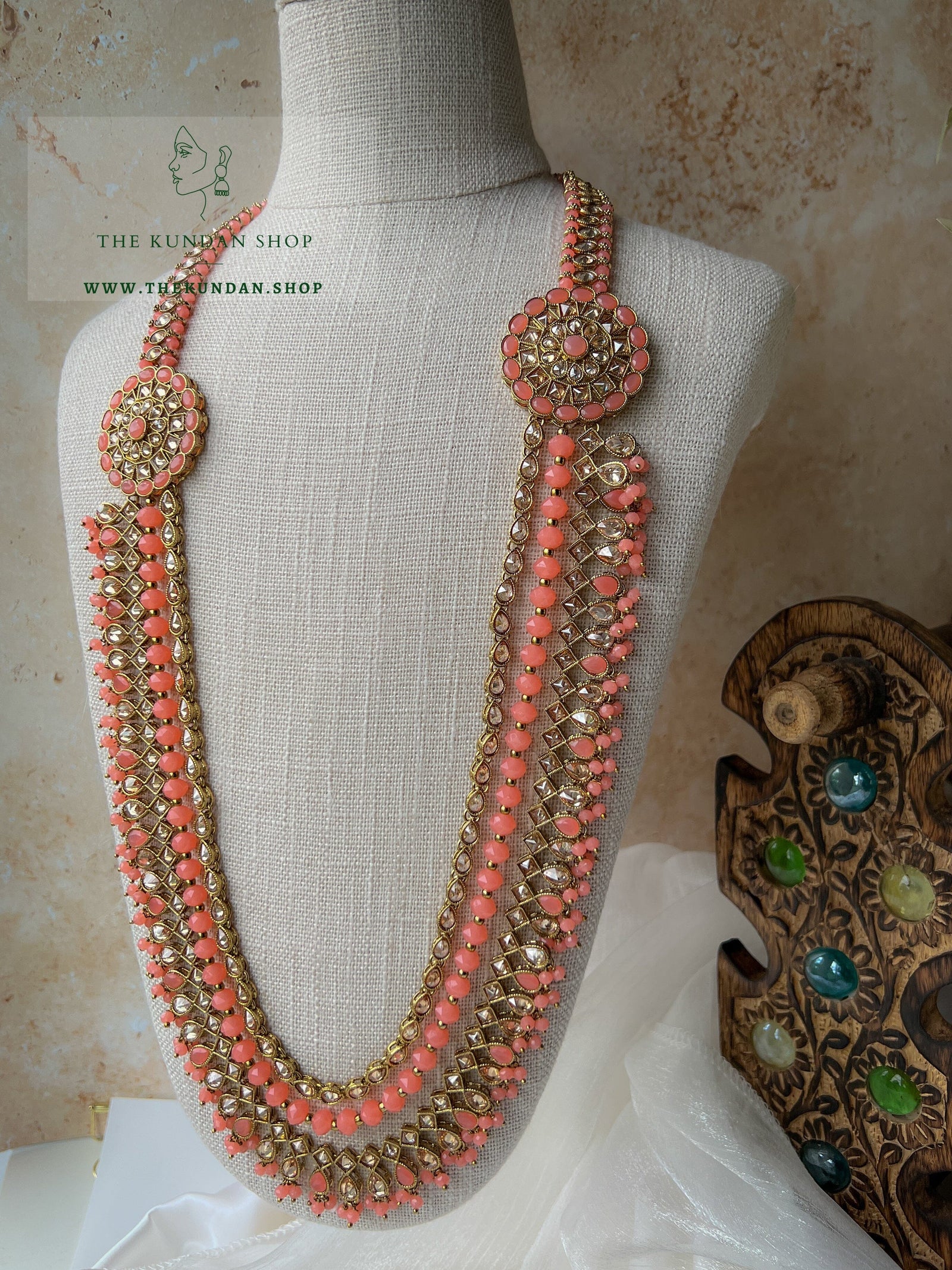My Story in Dark Peach Necklace Sets THE KUNDAN SHOP 