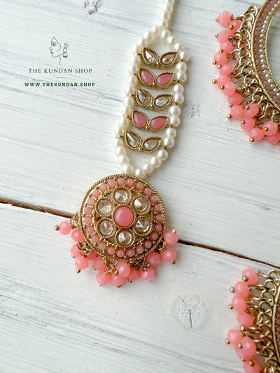 Ardent in Dark Peach Earrings + Tikka THE KUNDAN SHOP 