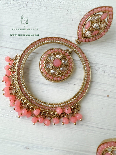 Ardent in Dark Peach Earrings + Tikka THE KUNDAN SHOP 