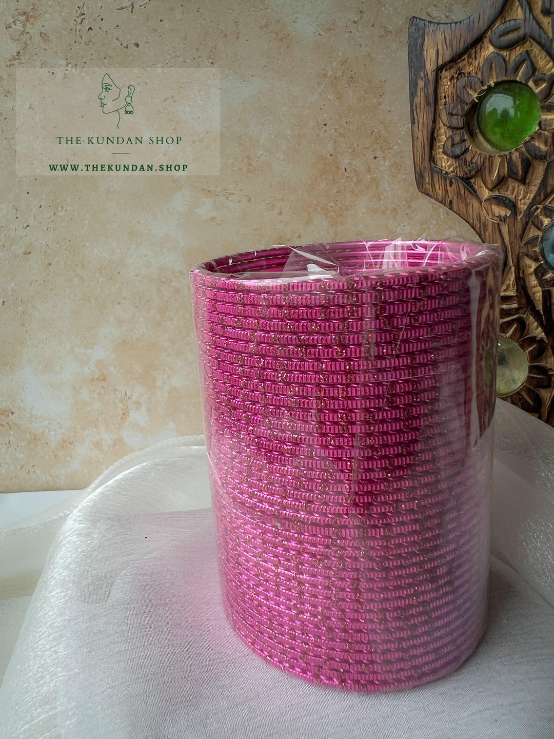 Sparkle & Sheen Bangles in Pink Bangles THE KUNDAN SHOP 