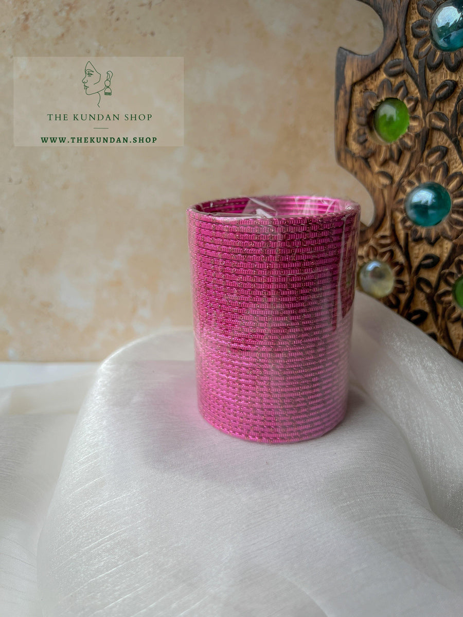 Sparkle & Sheen Bangles in Pink Bangles THE KUNDAN SHOP 