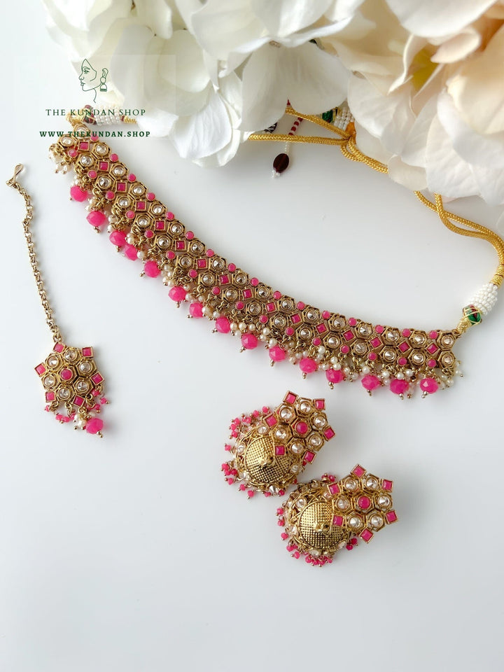 Keeper in Dark Pink Necklace Sets THE KUNDAN SHOP 