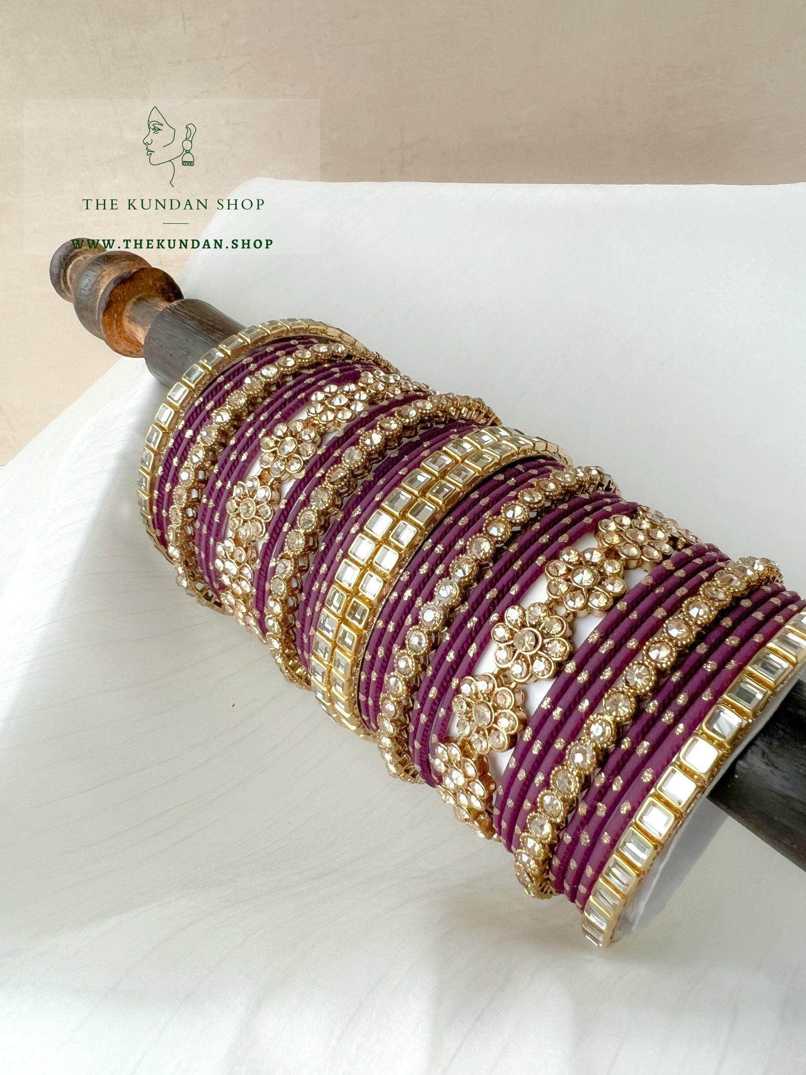 Floral Stones in Purple Bangles THE KUNDAN SHOP 