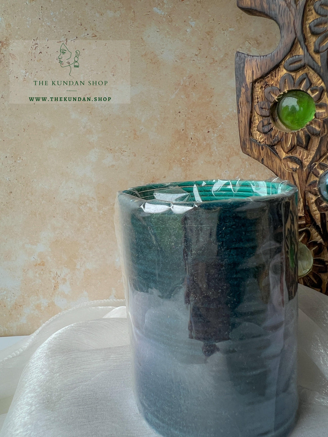 Velvet Bangles in Dark Teal Bangles THE KUNDAN SHOP 