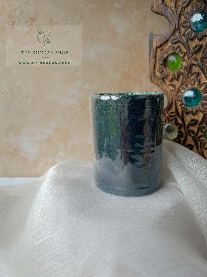 Velvet Bangles in Dark Teal Bangles THE KUNDAN SHOP 