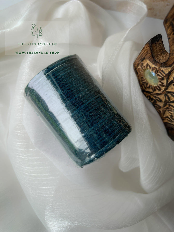 Velvet Bangles in Dark Teal Bangles THE KUNDAN SHOP 