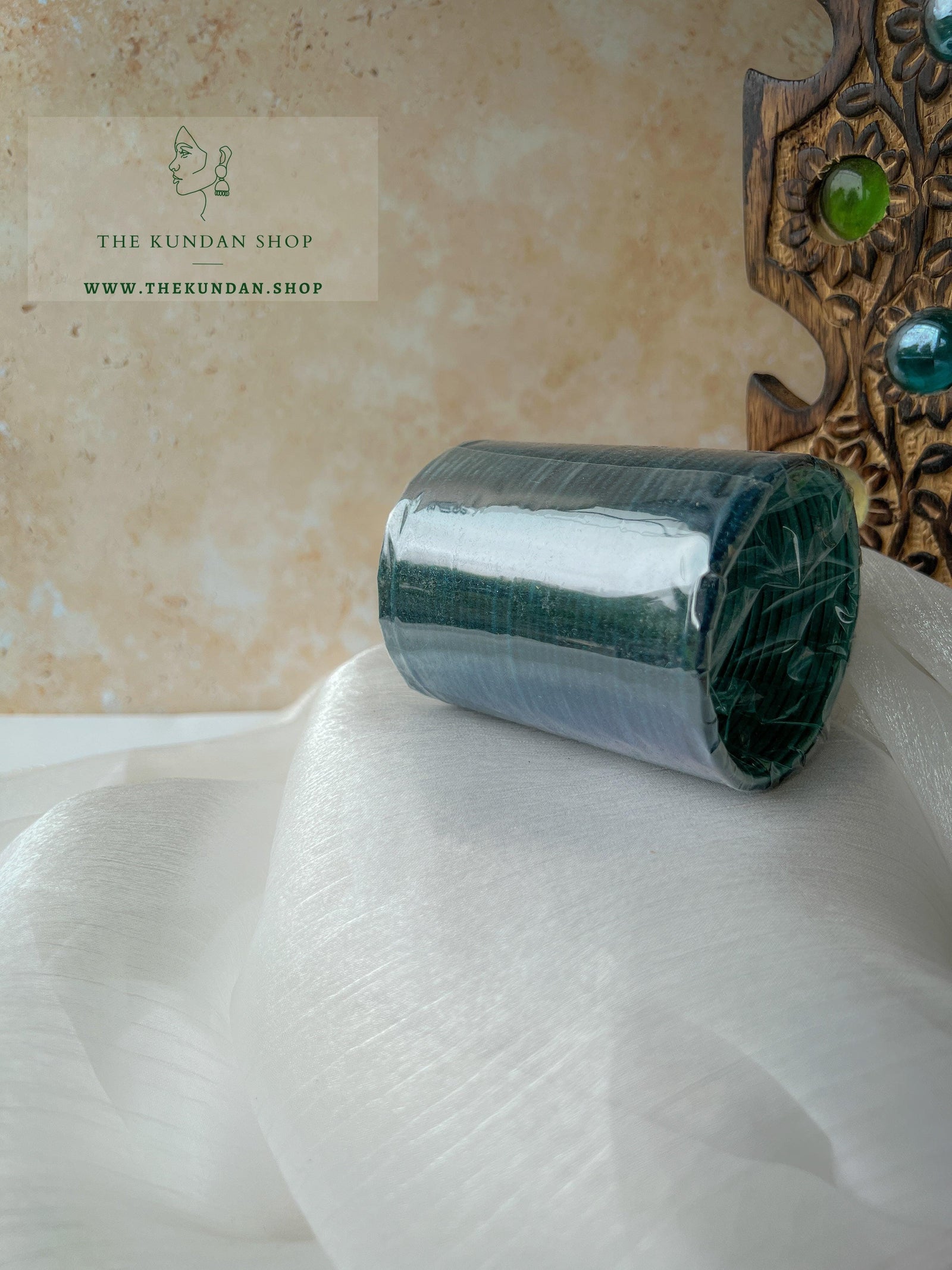 Velvet Bangles in Dark Teal Bangles THE KUNDAN SHOP 