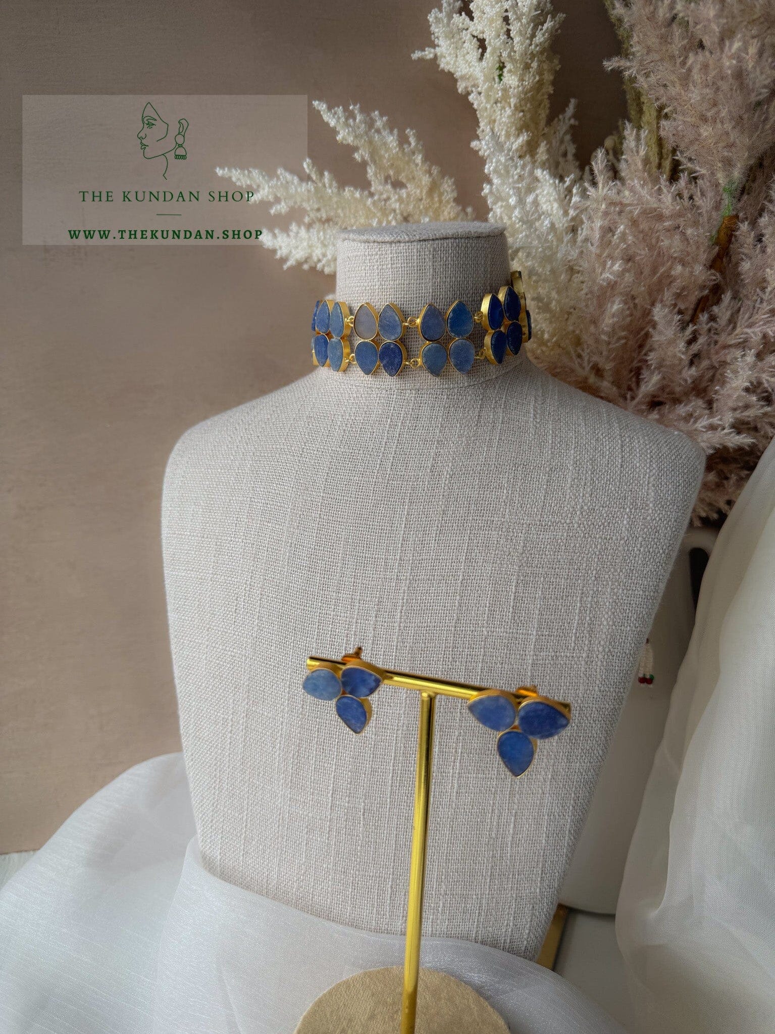 The Commitment in Stones Necklace Sets THE KUNDAN SHOP Blue 