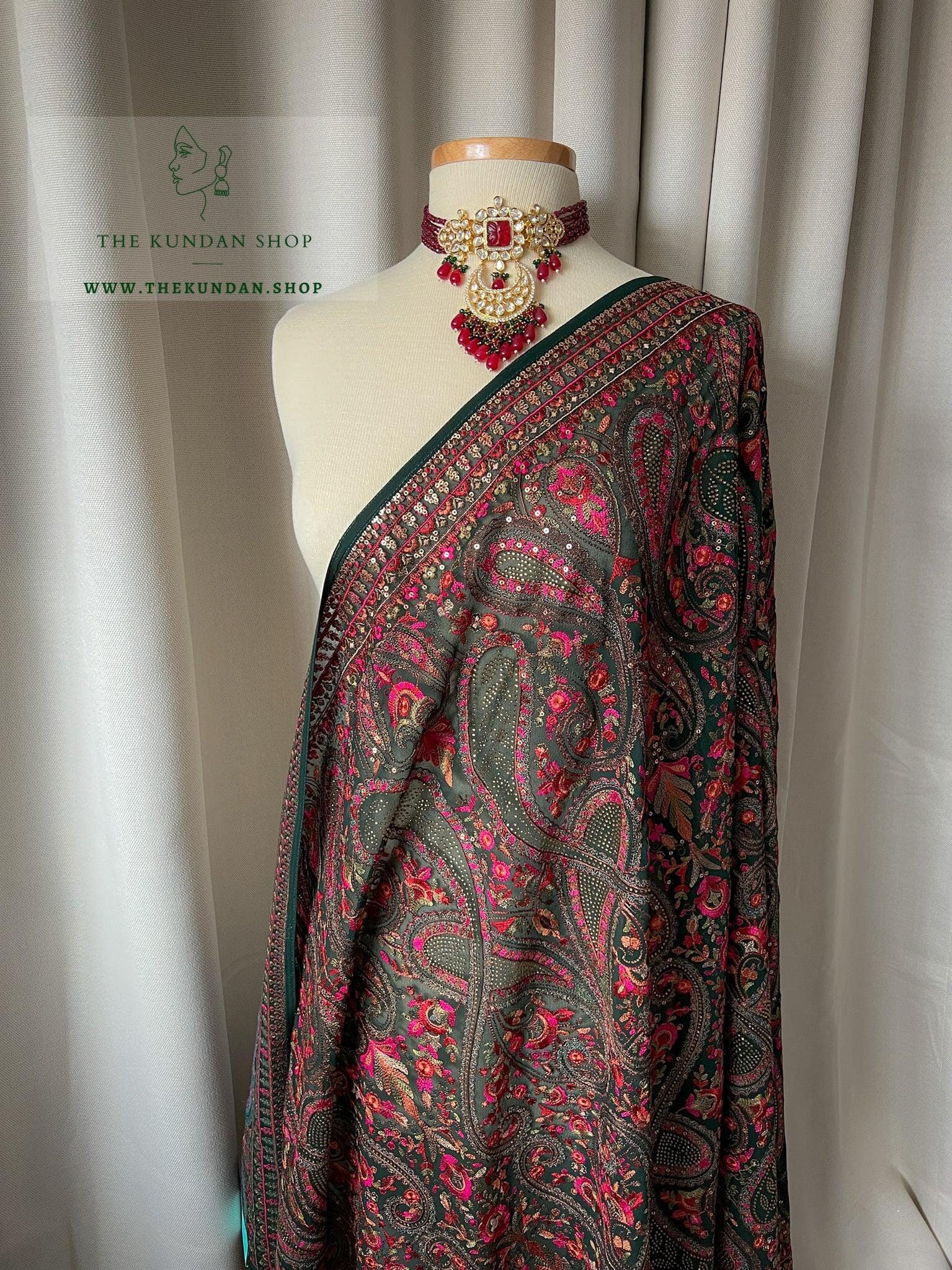 Intricate in Dark Green Dupatta THE KUNDAN SHOP 