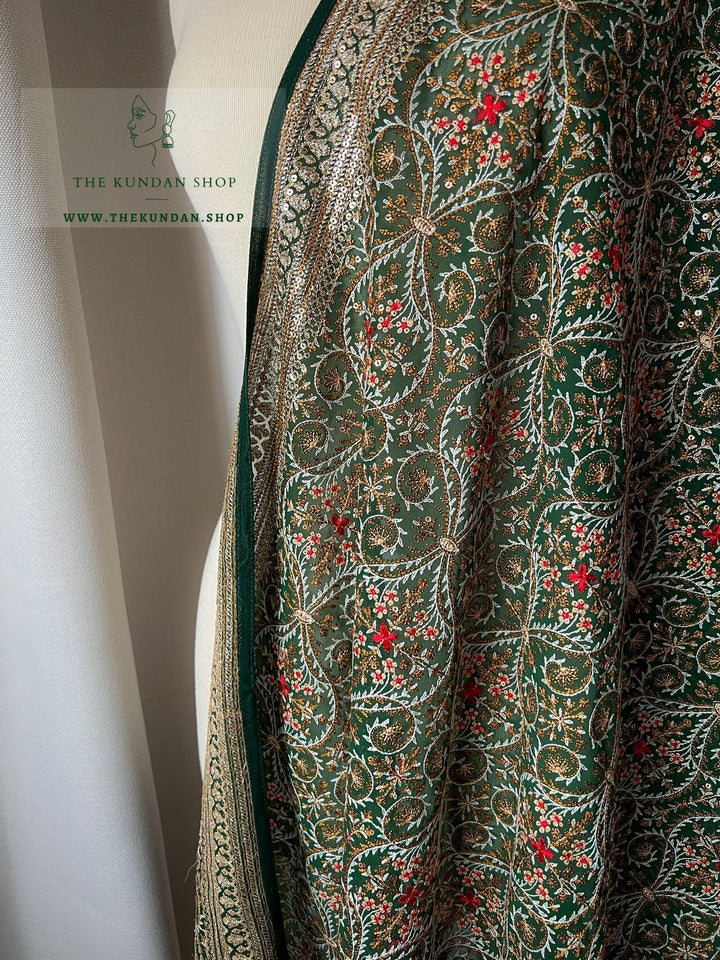 Evening Vines in Green Dupatta THE KUNDAN SHOP 