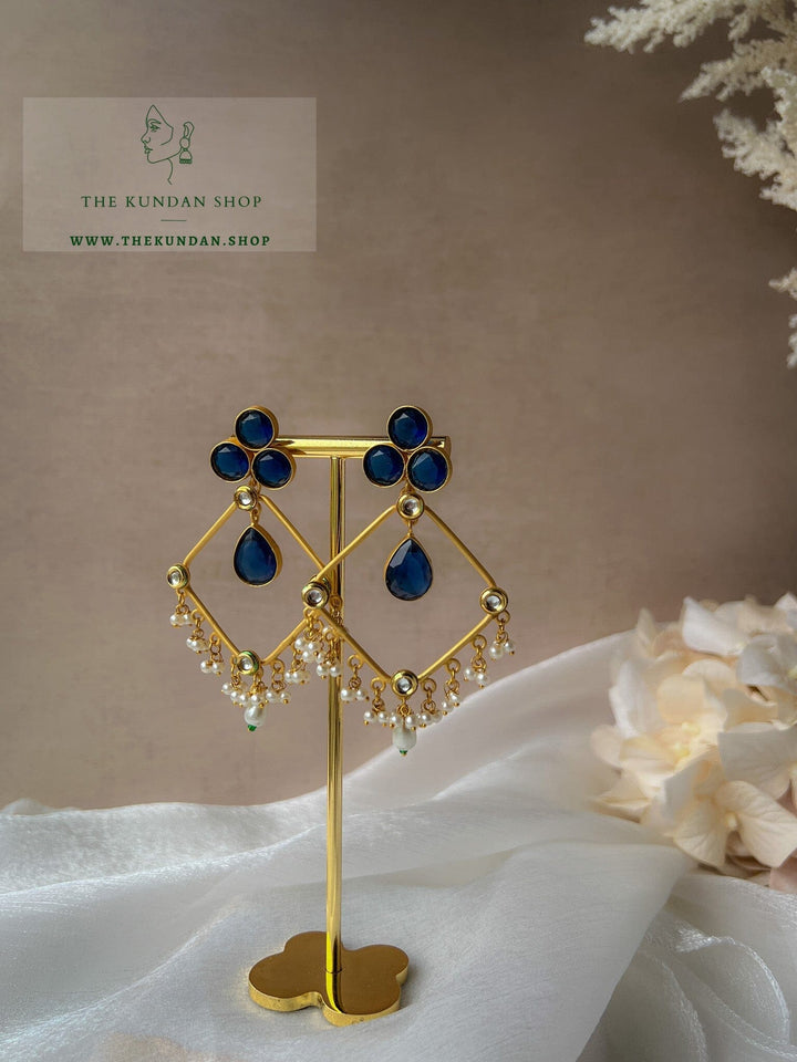 Conflicted in a Diamond Earrings THE KUNDAN SHOP Midnight Blue 