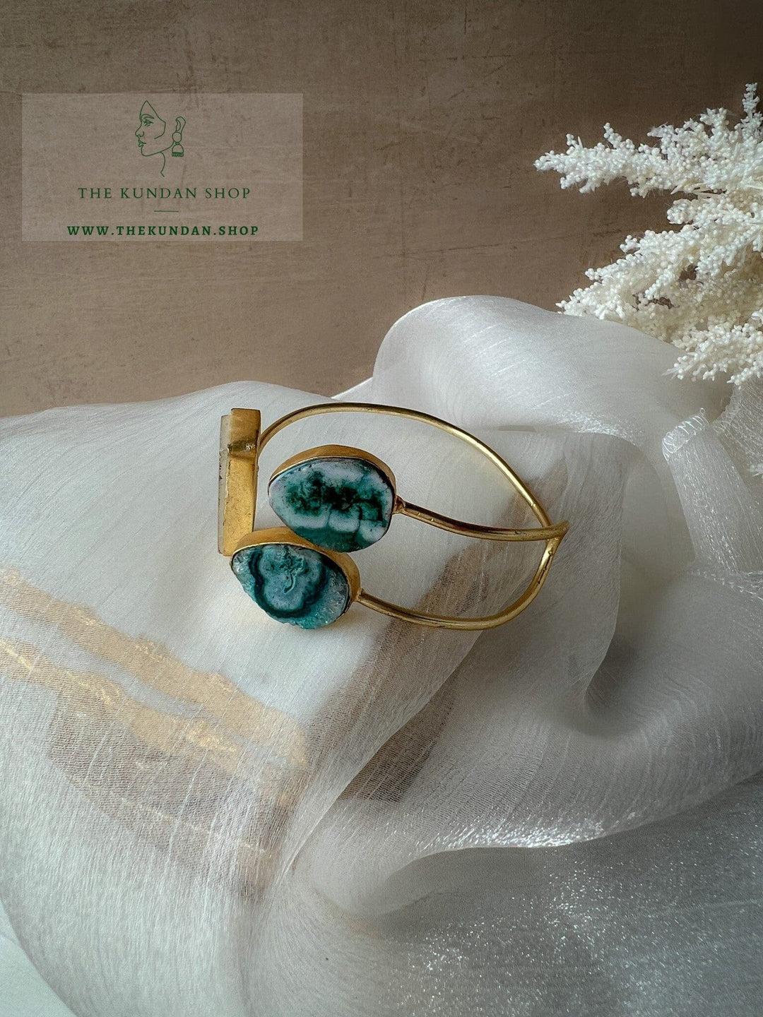 Double Blue Reverse Cuff Bangles THE KUNDAN SHOP 