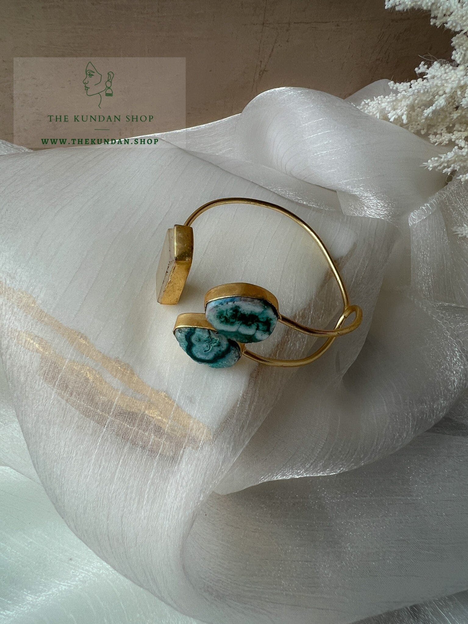 Double Blue Reverse Cuff Bangles THE KUNDAN SHOP 