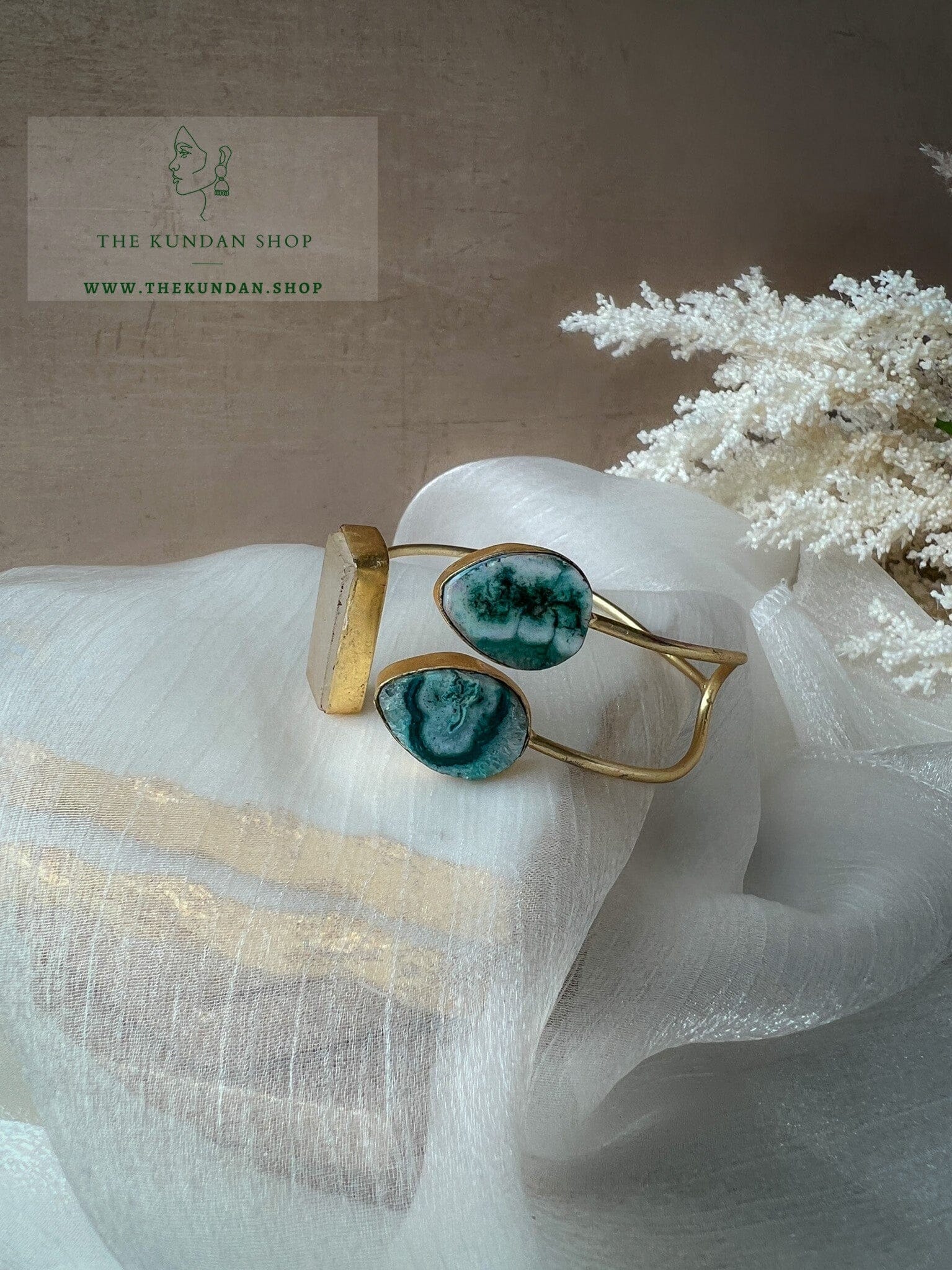 Double Blue Reverse Cuff Bangles THE KUNDAN SHOP 