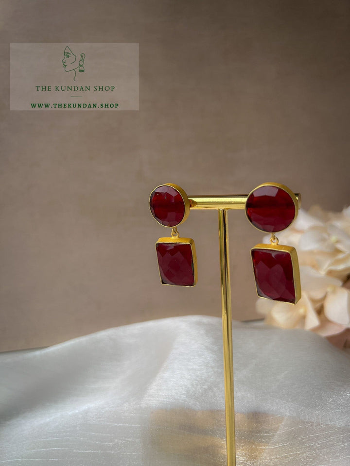 Rattling Golden Drops Earrings THE KUNDAN SHOP Red 