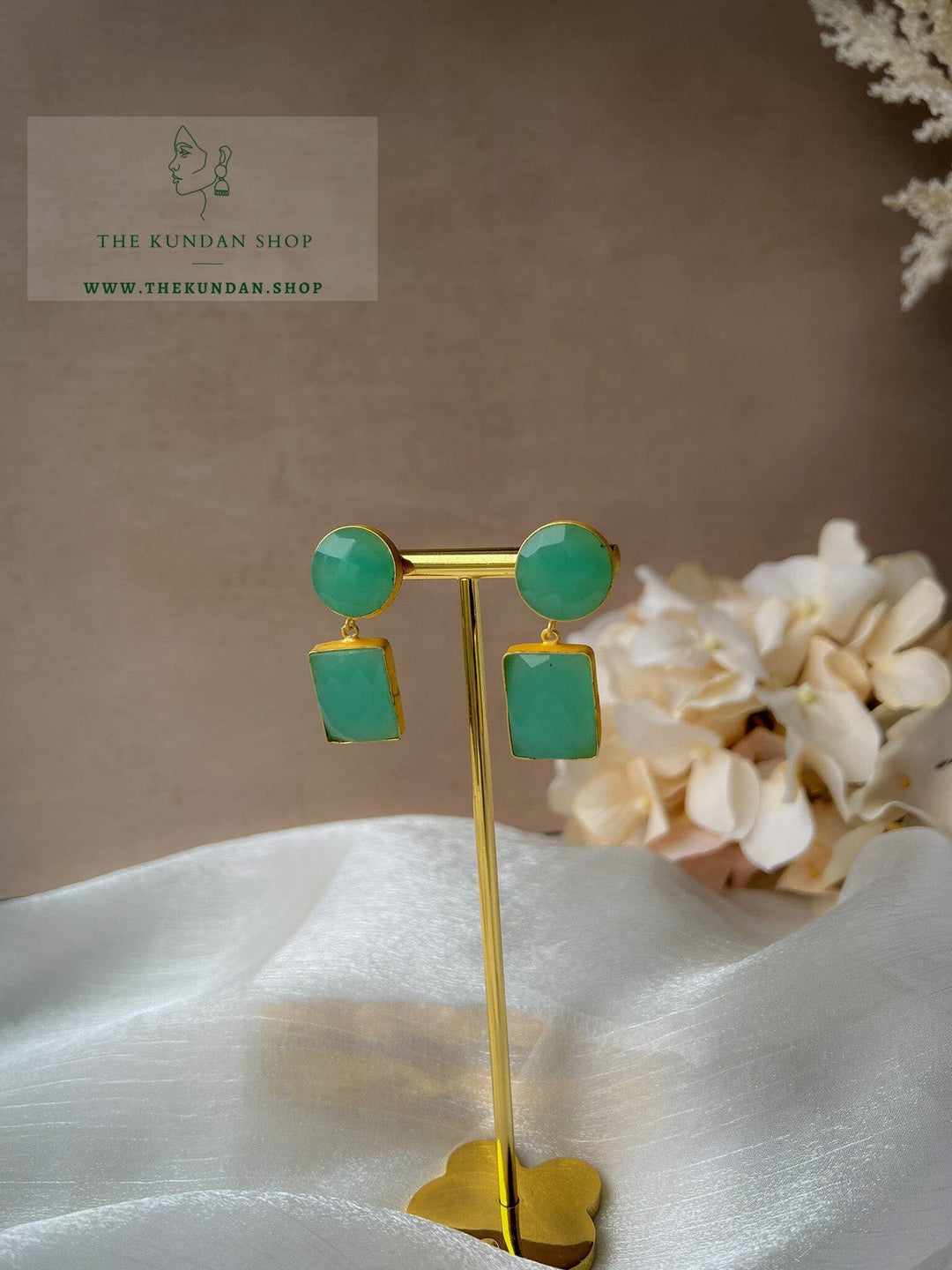 Rattling Golden Drops Earrings THE KUNDAN SHOP Green 