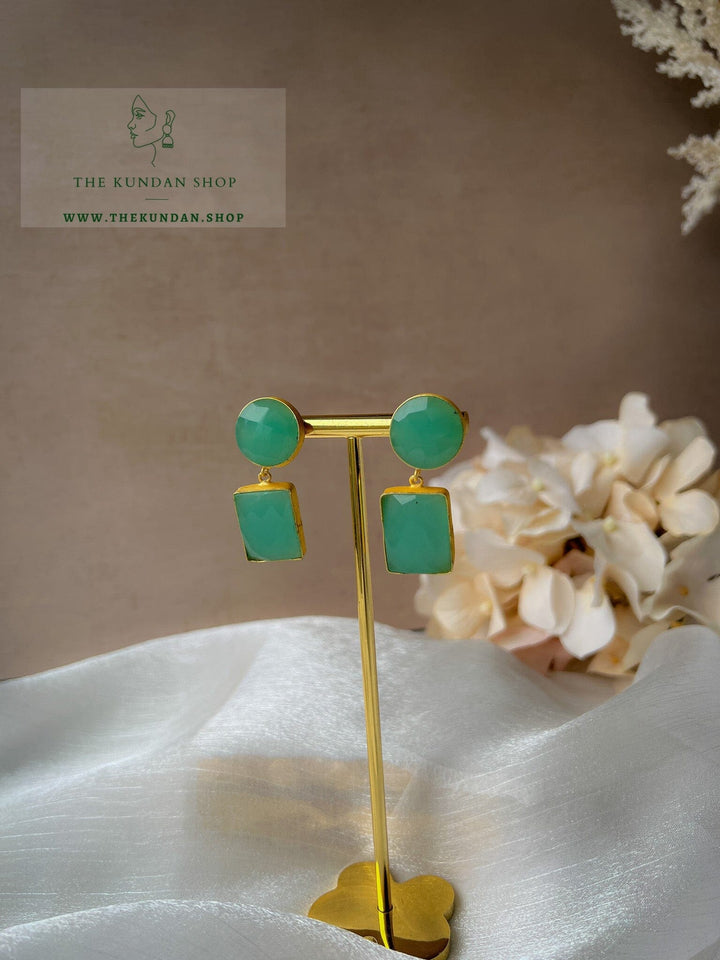 Rattling Golden Drops Earrings THE KUNDAN SHOP Green 