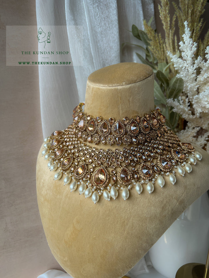 Stacked 2.0 in Champagne Pearl Necklace Sets THE KUNDAN SHOP 