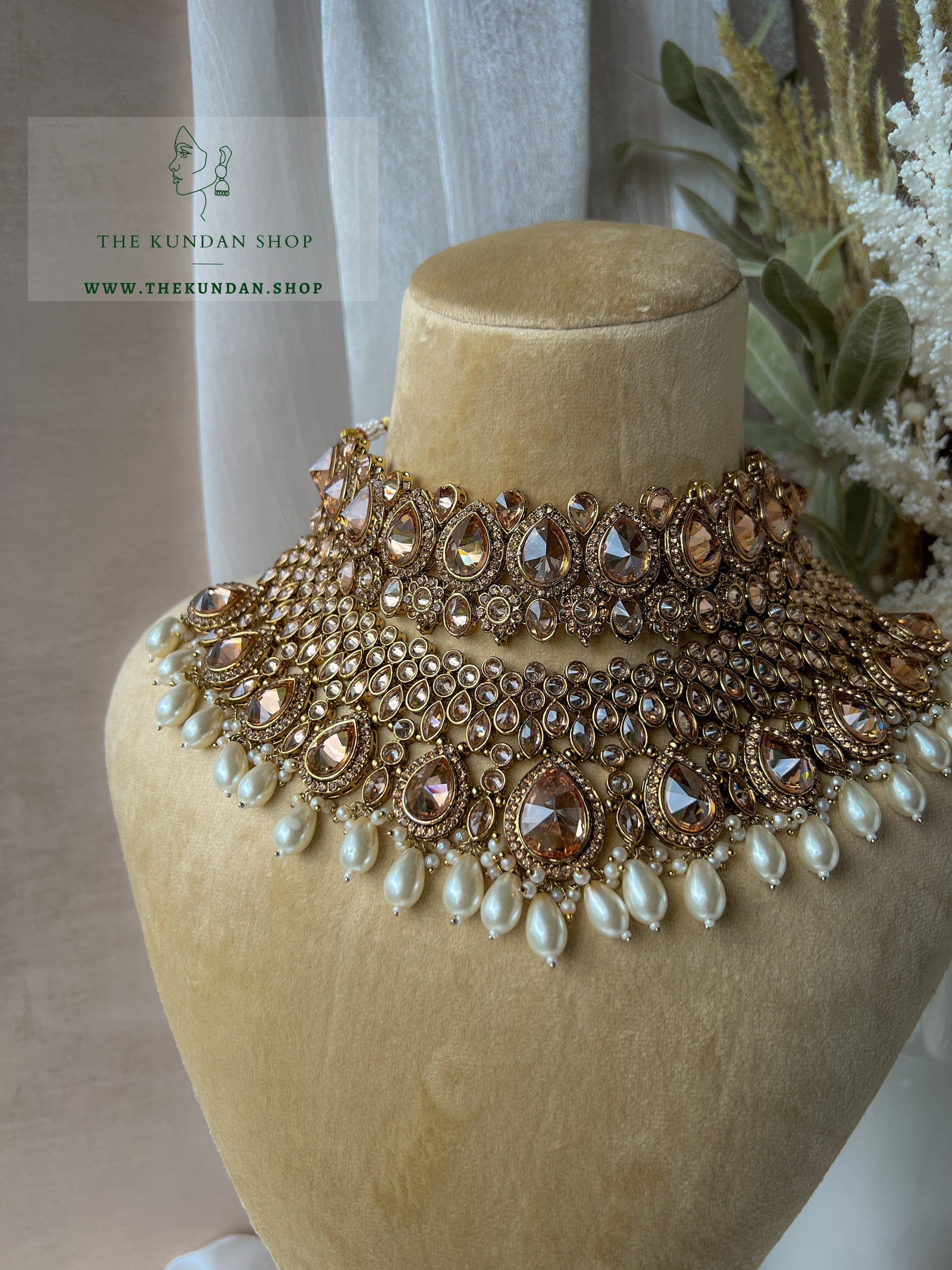 Stacked 2.0 in Champagne Pearl Necklace Sets THE KUNDAN SHOP 