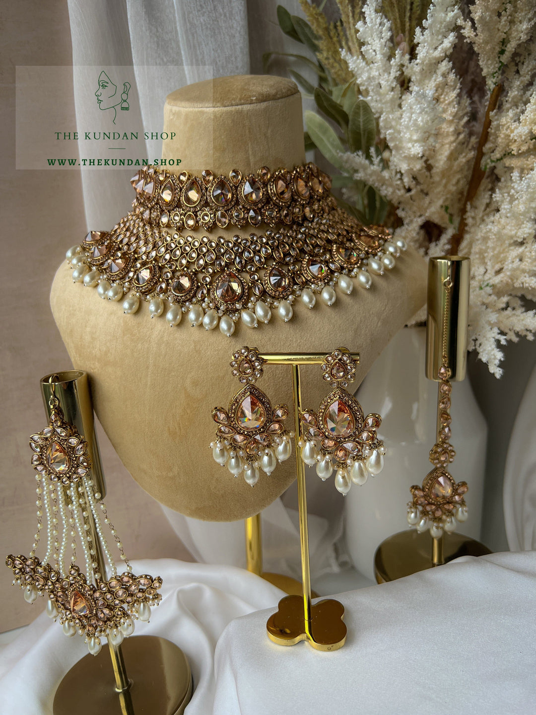 Stacked 2.0 in Champagne Pearl Necklace Sets THE KUNDAN SHOP 