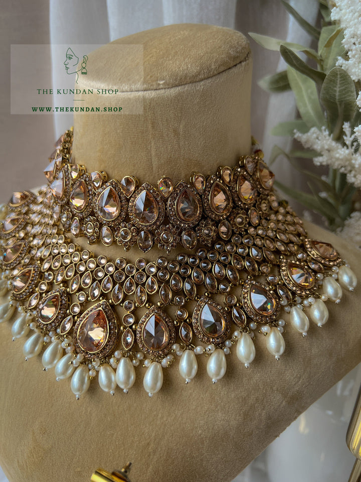 Stacked 2.0 in Champagne Pearl Necklace Sets THE KUNDAN SHOP 