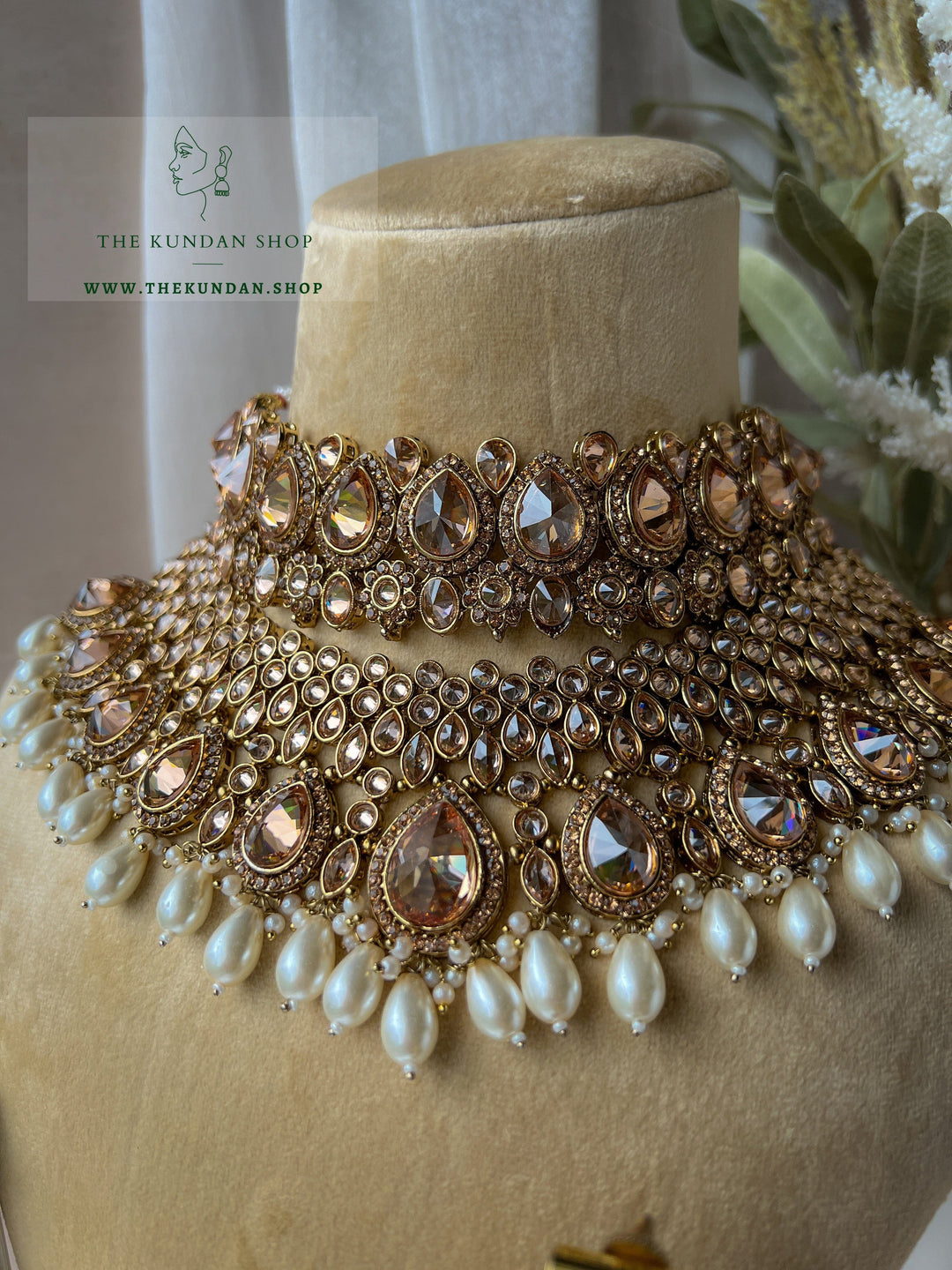 Stacked 2.0 in Champagne Pearl Necklace Sets THE KUNDAN SHOP 