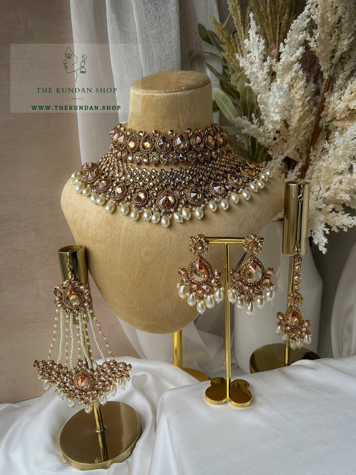 Stacked 2.0 in Champagne Pearl Necklace Sets THE KUNDAN SHOP 