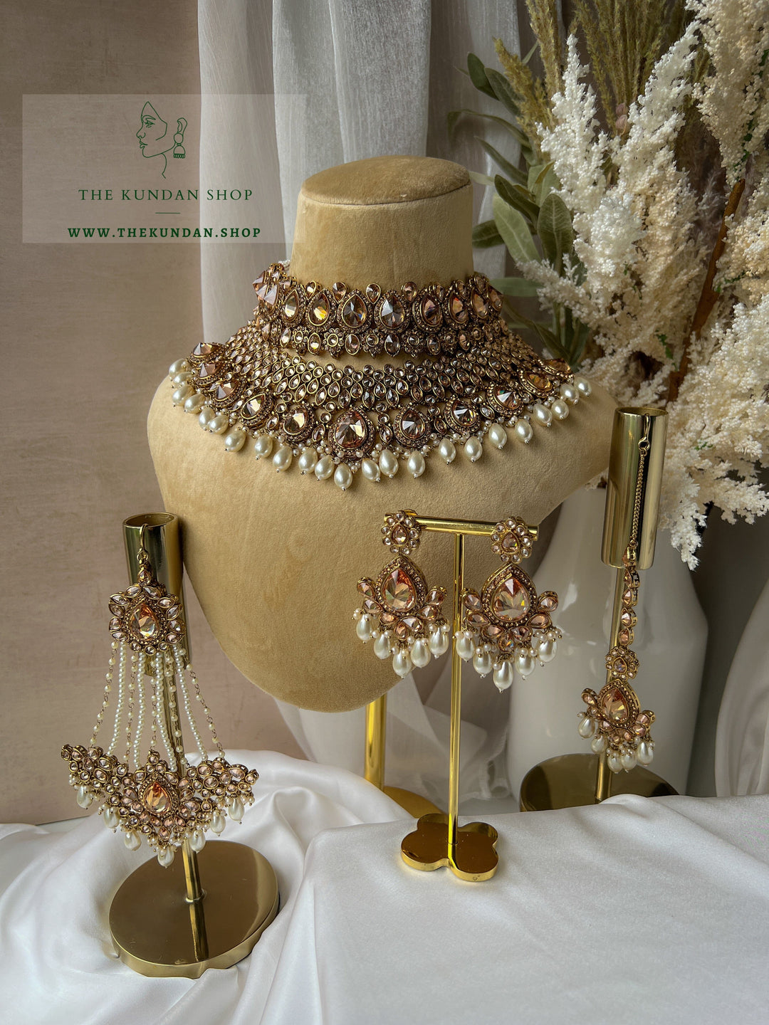 Stacked 2.0 in Champagne Pearl Necklace Sets THE KUNDAN SHOP 