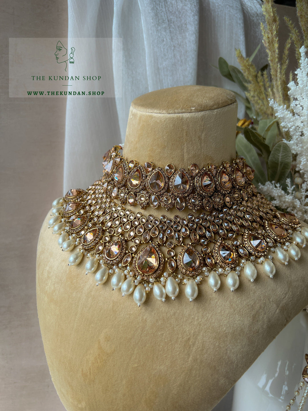 Stacked 2.0 in Champagne Pearl Necklace Sets THE KUNDAN SHOP 