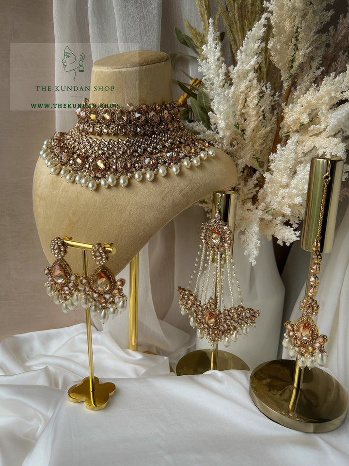 Stacked 2.0 in Champagne Pearl Necklace Sets THE KUNDAN SHOP 