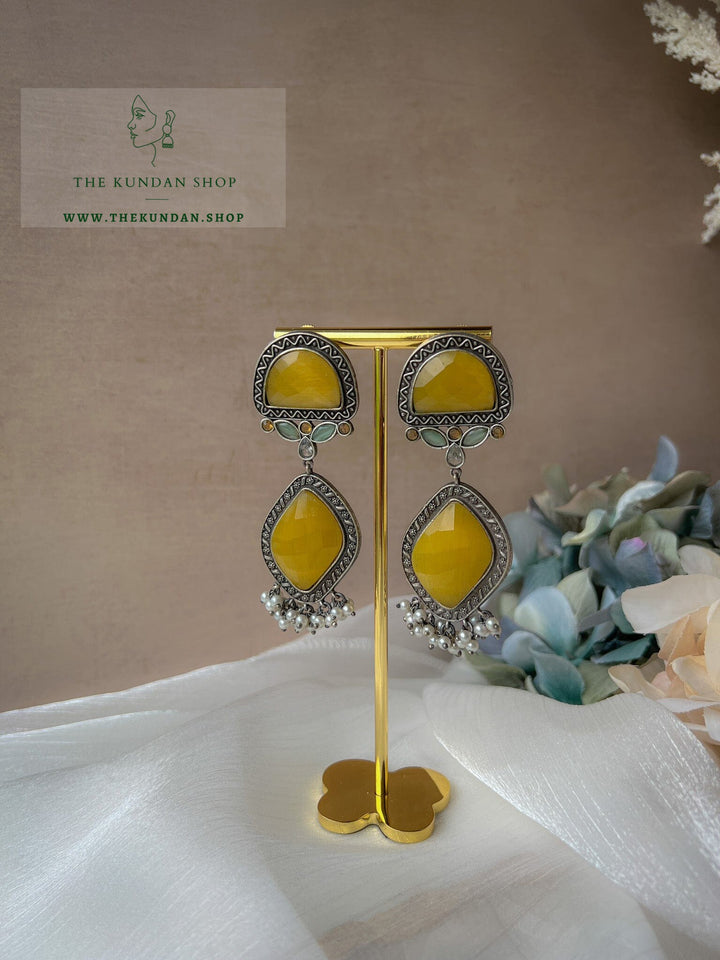 Double Drops in Oxidized Earrings THE KUNDAN SHOP 