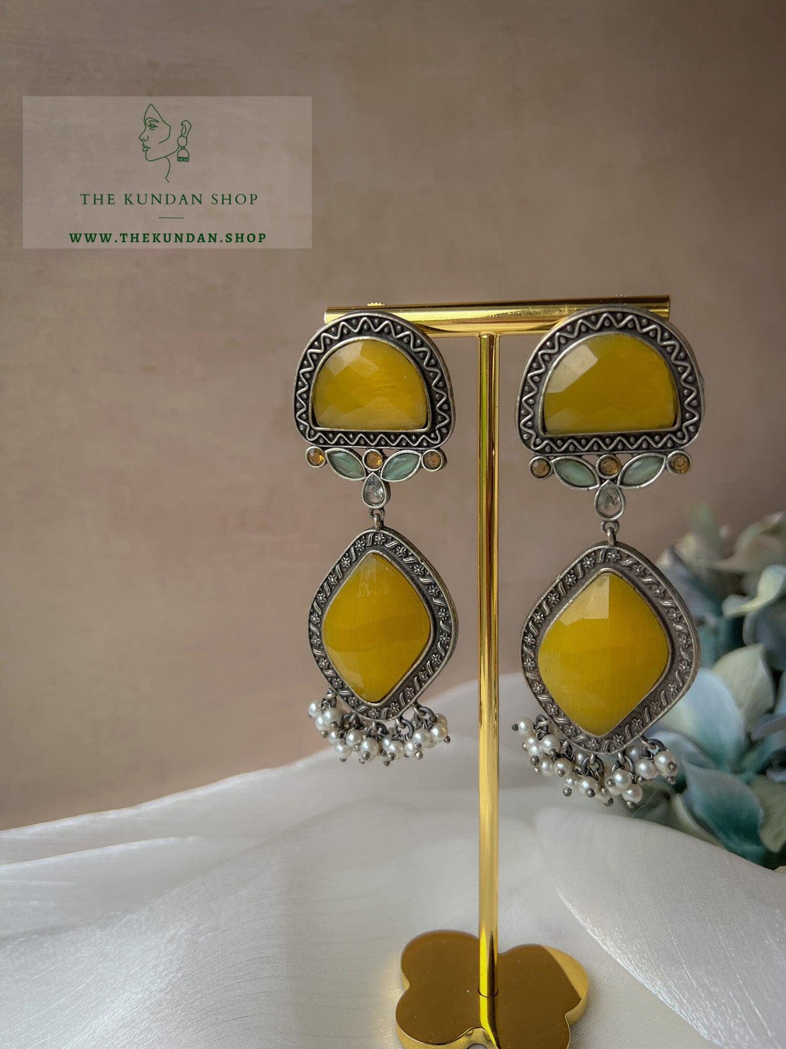 Double Drops in Oxidized Earrings THE KUNDAN SHOP 