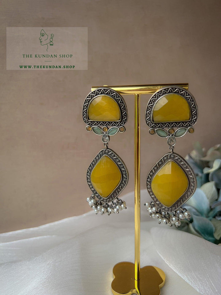 Double Drops in Oxidized Earrings THE KUNDAN SHOP 