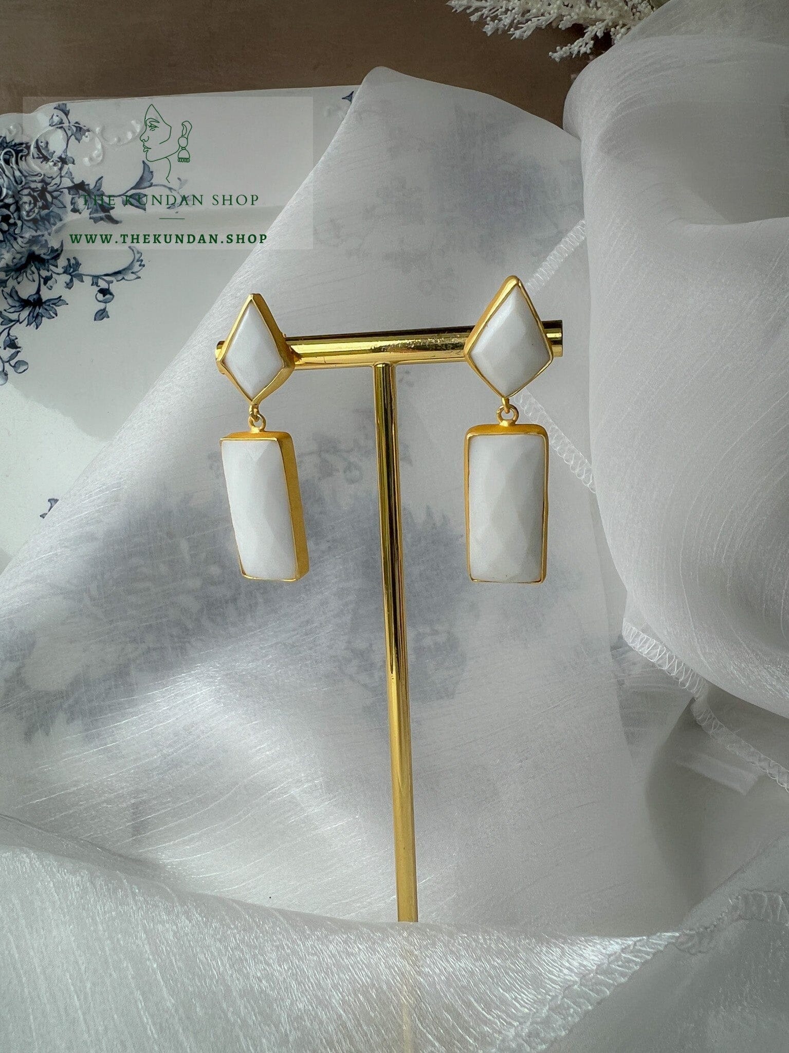 Turnaround in White Earrings THE KUNDAN SHOP 