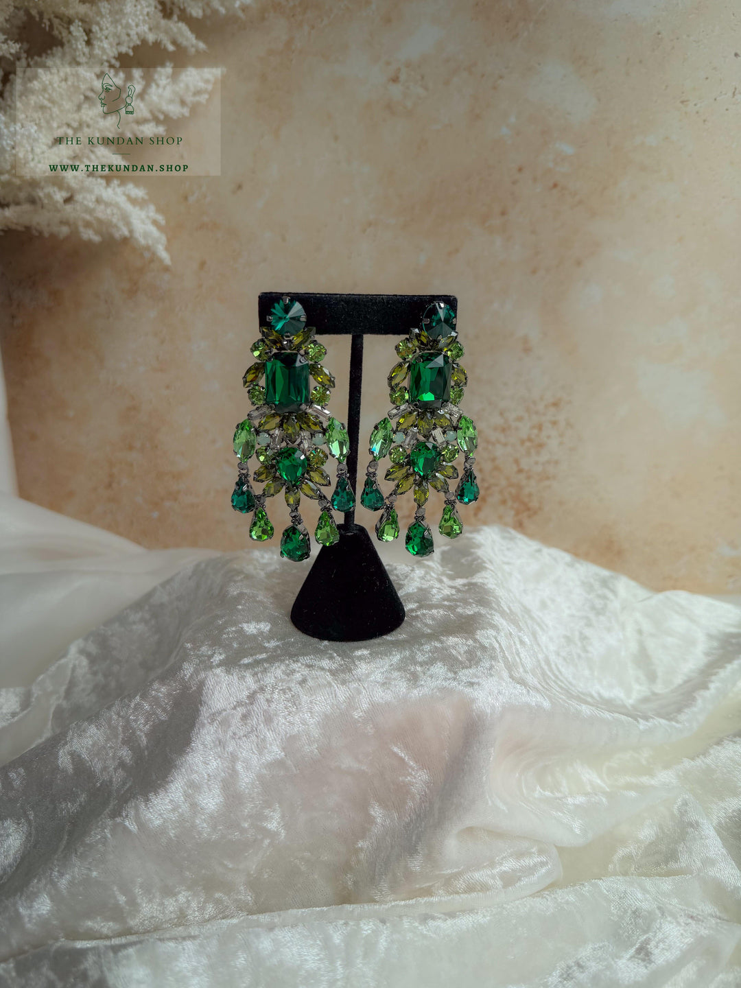 Carefree Glow Earrings THE KUNDAN SHOP Green 