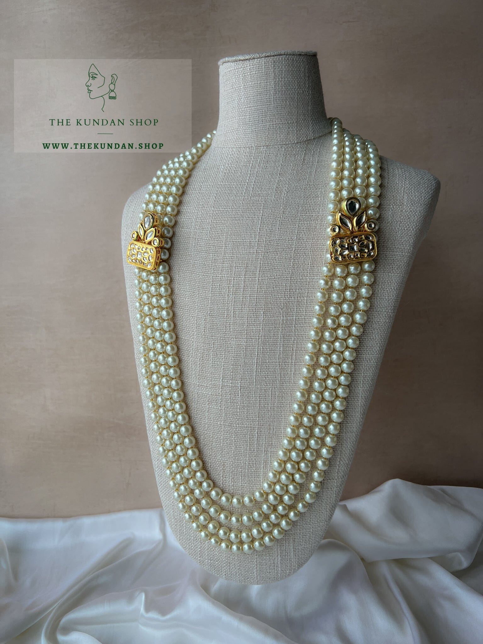 Dual Pendant White Mala Grooms Mala THE KUNDAN SHOP 