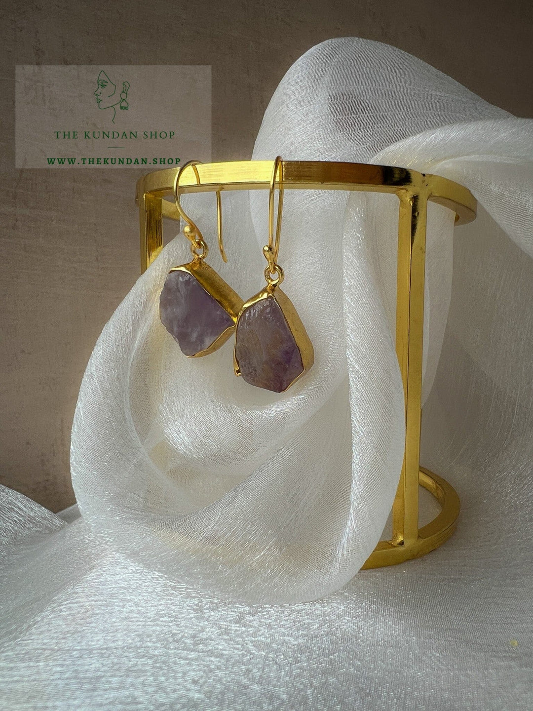 Gold Wrap Stones Earrings THE KUNDAN SHOP Purple-Lavender (various styles) 