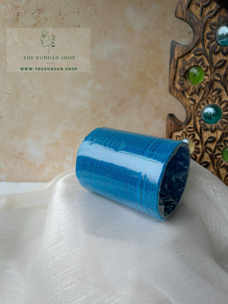 Velvet Bangles in Electric Blue Bangles THE KUNDAN SHOP 