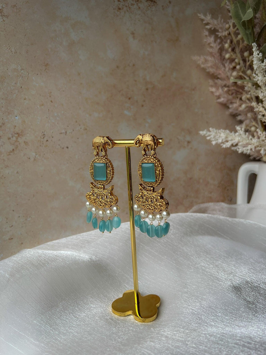 Sentient Drops in Antique Earrings THE KUNDAN SHOP 