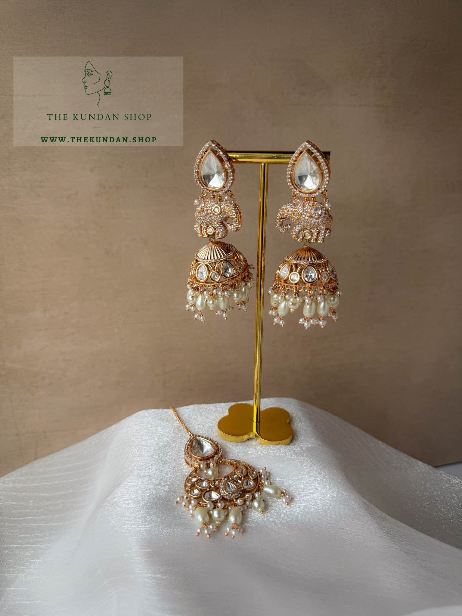 Shown Up in Kundan Earrings + Tikka THE KUNDAN SHOP 