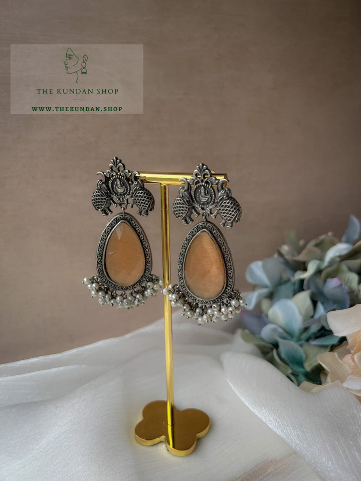 Oxidized Elephant Stones Earrings THE KUNDAN SHOP 