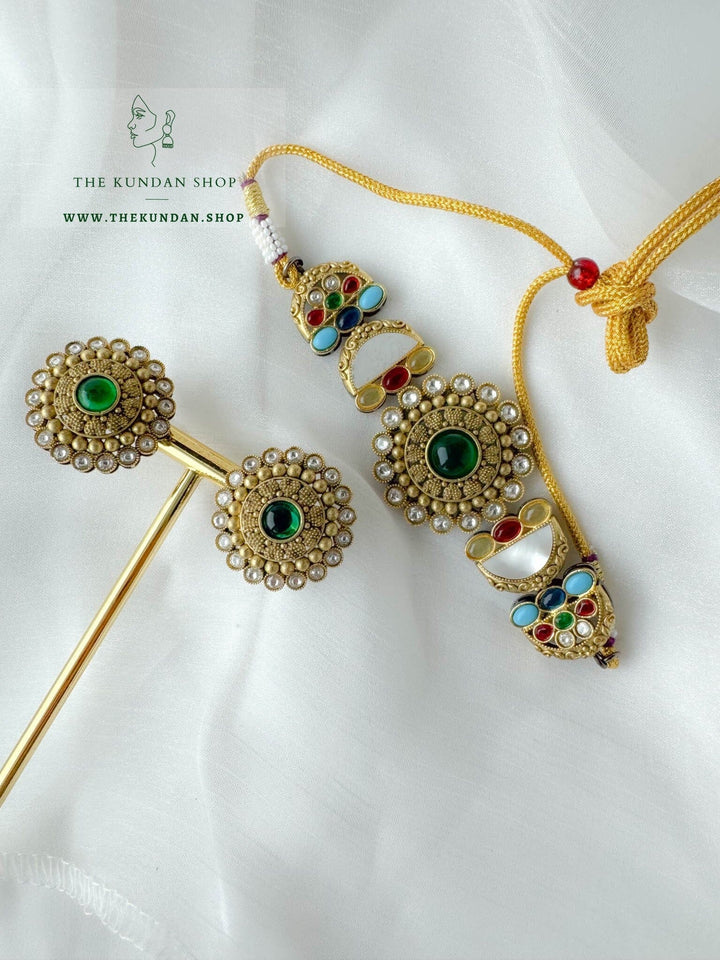 Fresh Start in Emerald Necklace Sets THE KUNDAN SHOP 