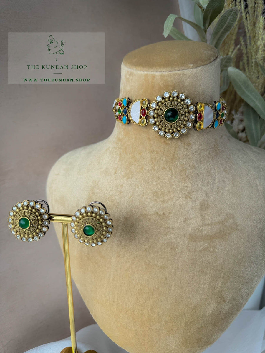 Fresh Start in Emerald Necklace Sets THE KUNDAN SHOP 