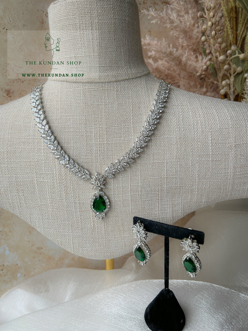 Dainty Drop in Emerald Necklace Sets THE KUNDAN SHOP 
