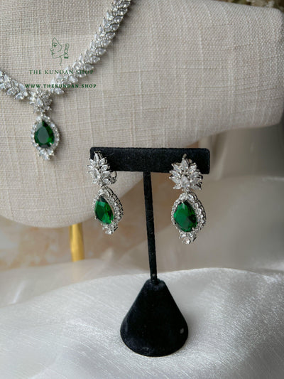 Dainty Drop in Emerald Necklace Sets THE KUNDAN SHOP 