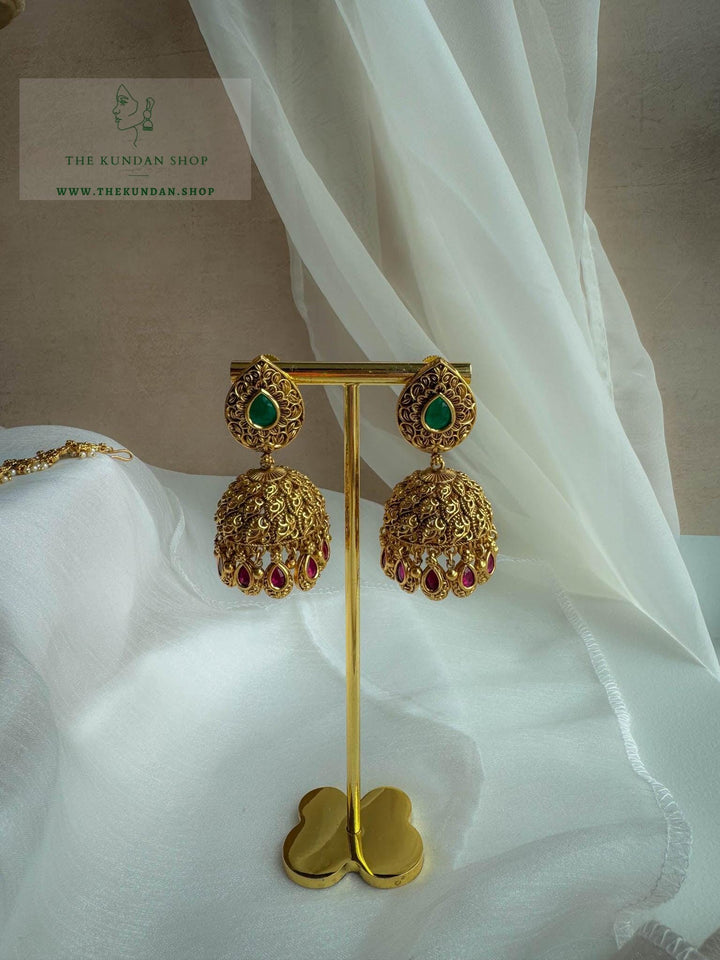 Emerald Heart in Antique Necklace Sets THE KUNDAN SHOP 